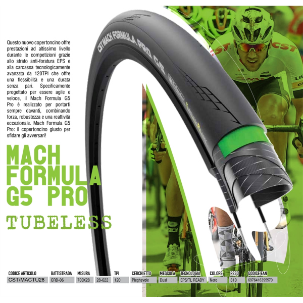 FOLDING TUBELESS RACE TIRE MACH FORMULA PRO G5 700X28   310g