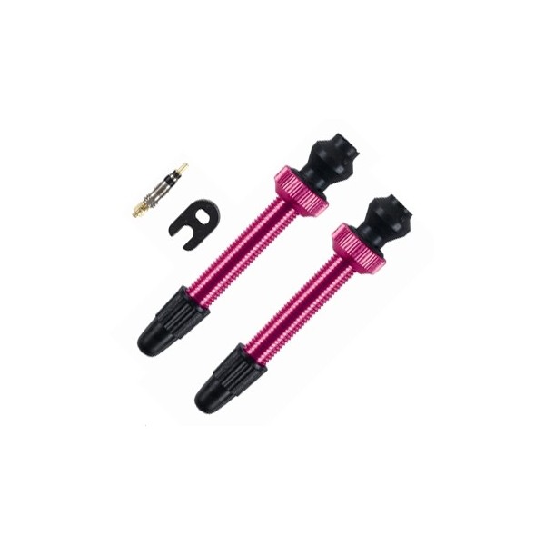 Pair of aluminum Presta valves for tubeless pink 45mm